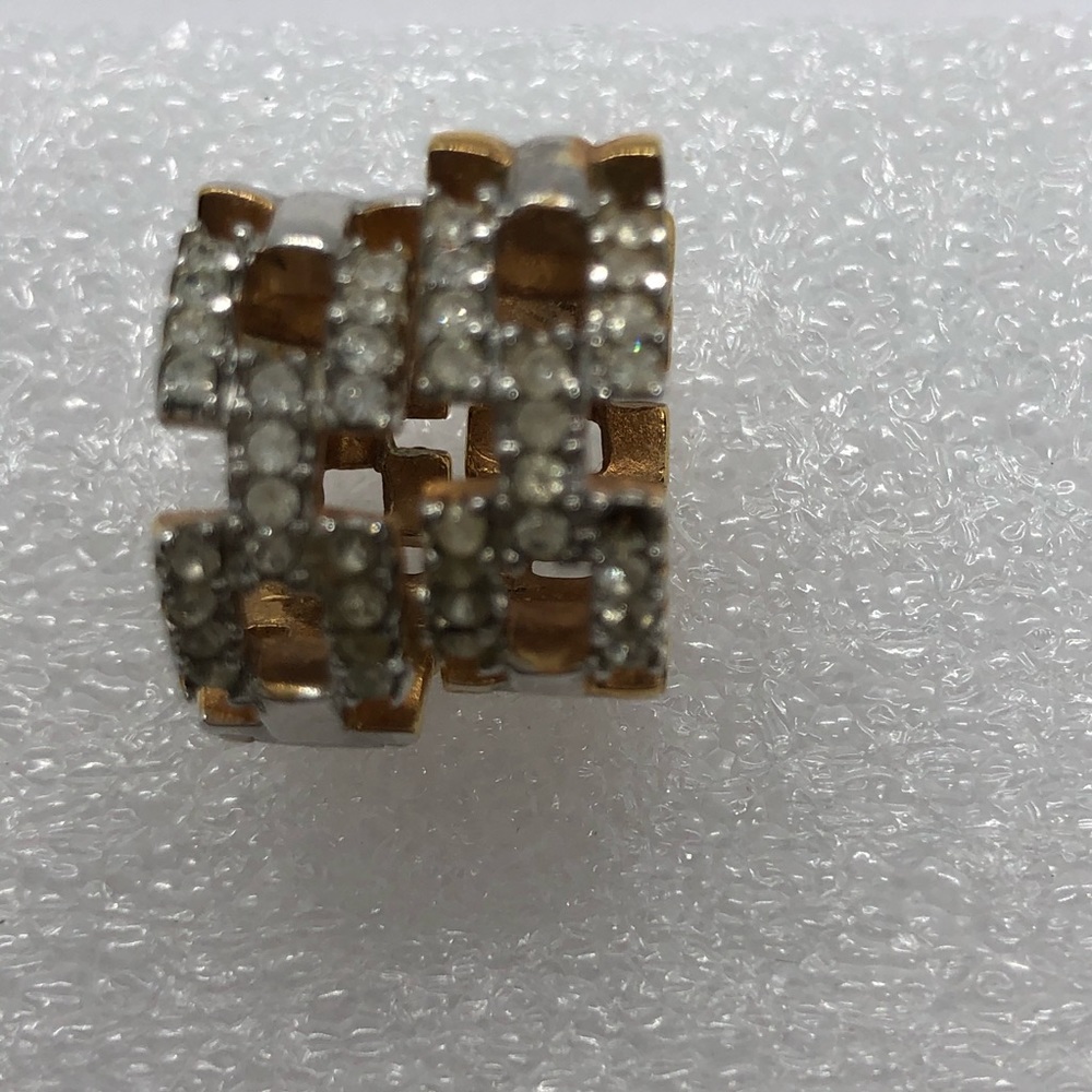 VTG Square Link Pavé Hoop Earrings - Picture 4 of 8